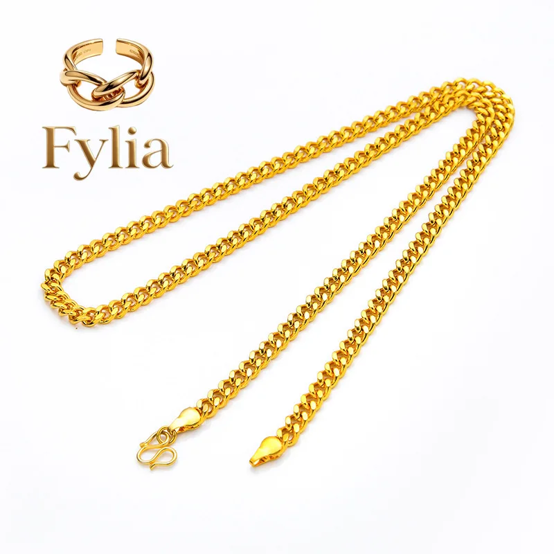 

Fylia Jewelry 24K Gold 5mm Boss Necklace Unisex AU999 - Premium, eye-catching 5cm boss style, fits business & daily