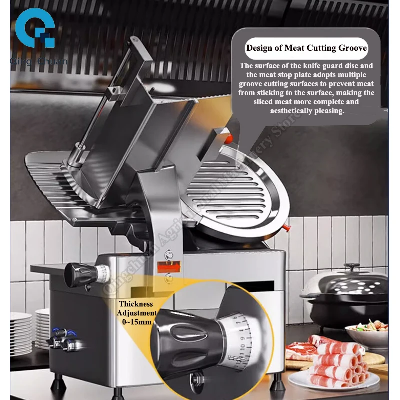 Frozen Meat Slicer Commercial 12 inch 38 - 40 pieces/min Automatic Mutton Roll Beef Roll Fat Beef Slice Frozen Meat Slice