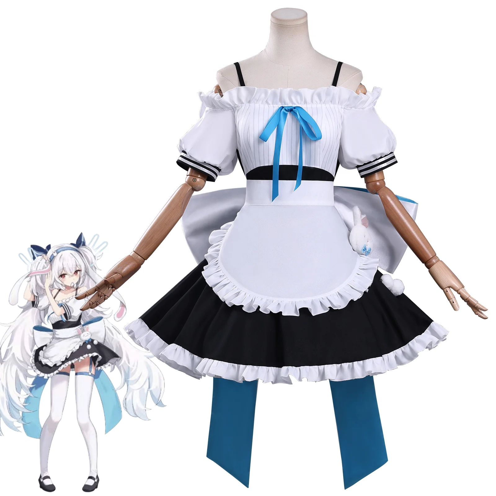 

Azur Lane Laffey Cosplay Costume Laffey Don Quijote Collaboration Maid Dress Women Cute Rabbit Style Halloween Party Uniform