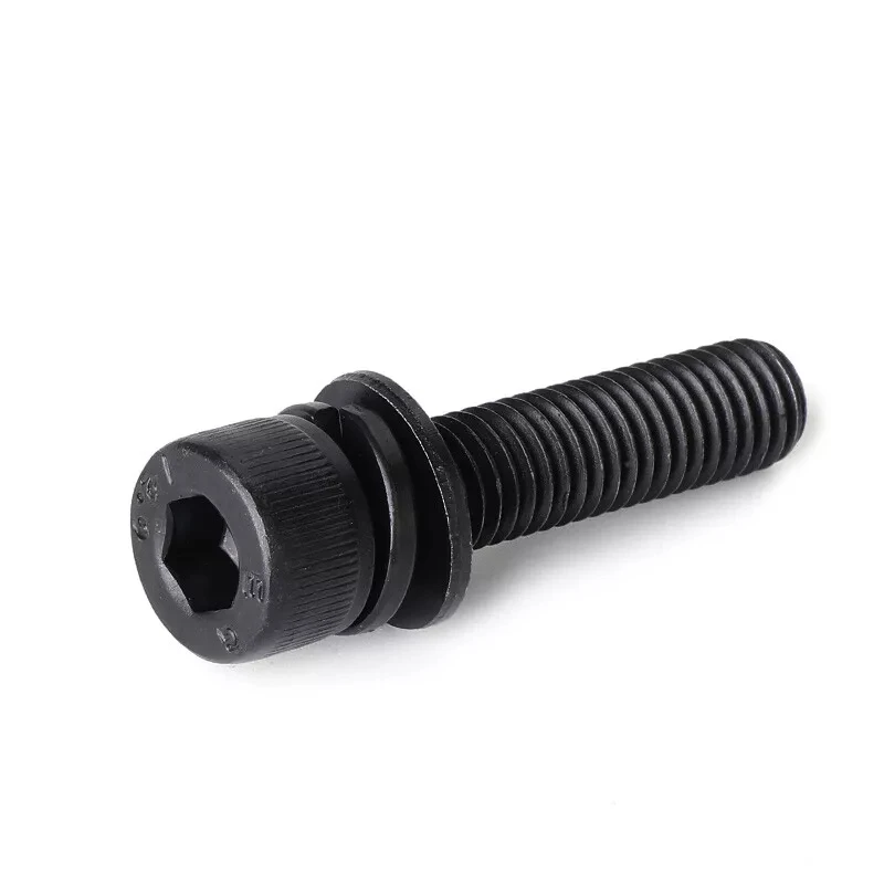 M3 M4 M5 M6 M8 M10 M12 Black Socket Cap Head Allen Bolts with Flat/Spring Washer High Tensile 12.9 Plummer Head Length：6mm~50mm