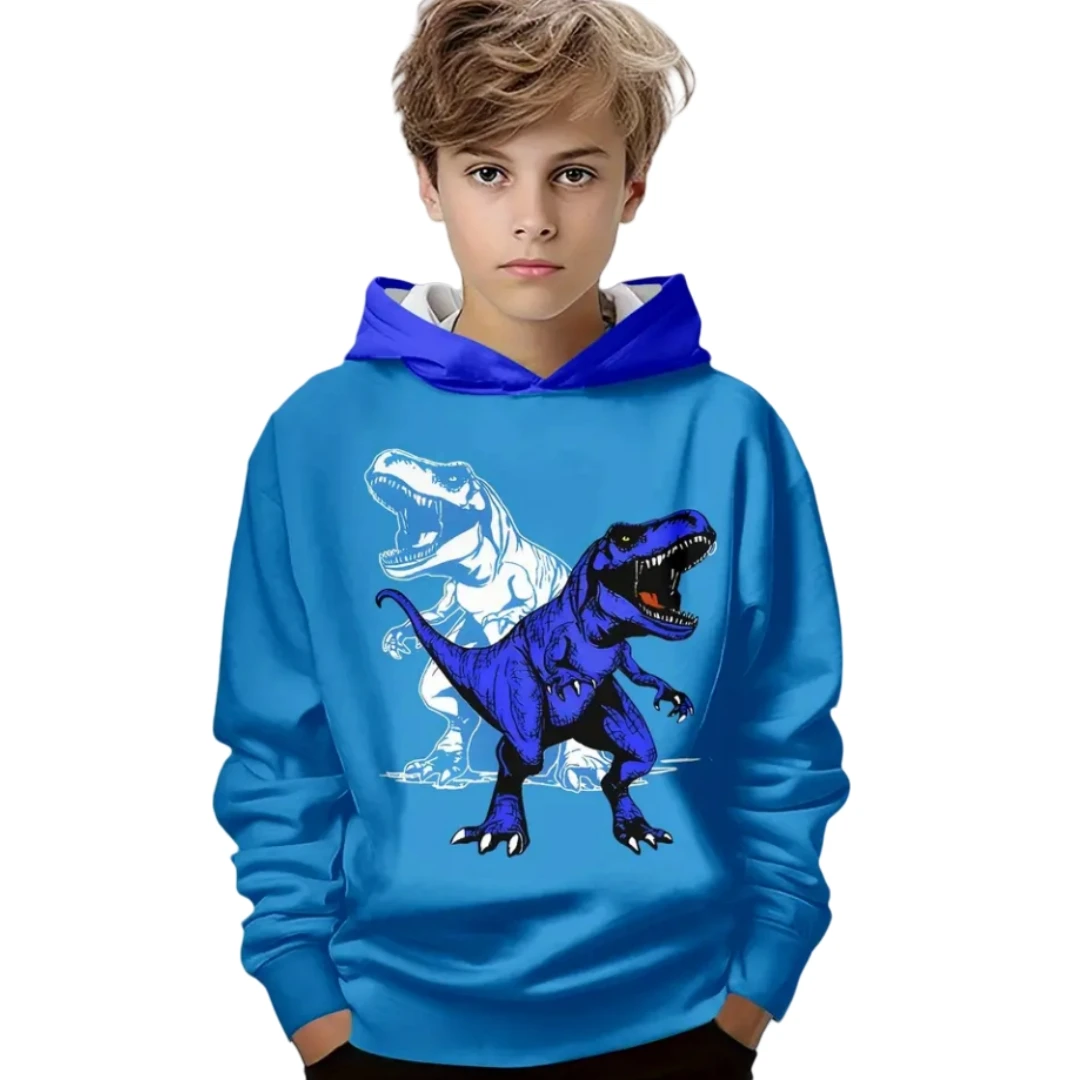 

Animal Dinosaur Hoodies Girl Sweatshirt Autumn Long Sleeve Tops Harajuku Outdoor Hooded Sweatshirt Pullover Fashion Child Hoodie