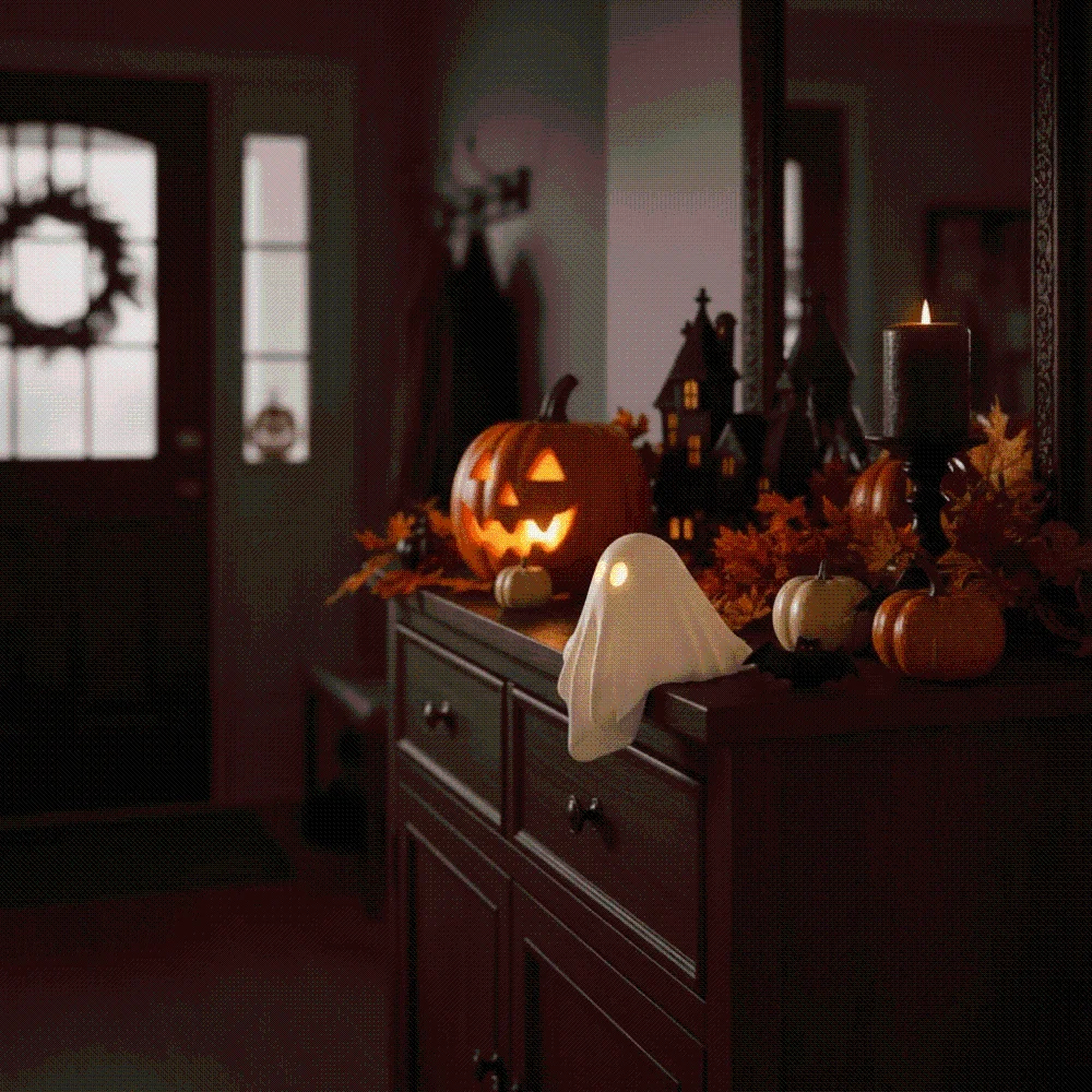 Warm White Ghost Table Decor Compact Size Button Cell Battery Operated Halloween LED Light Lightweight Energy-saving LED