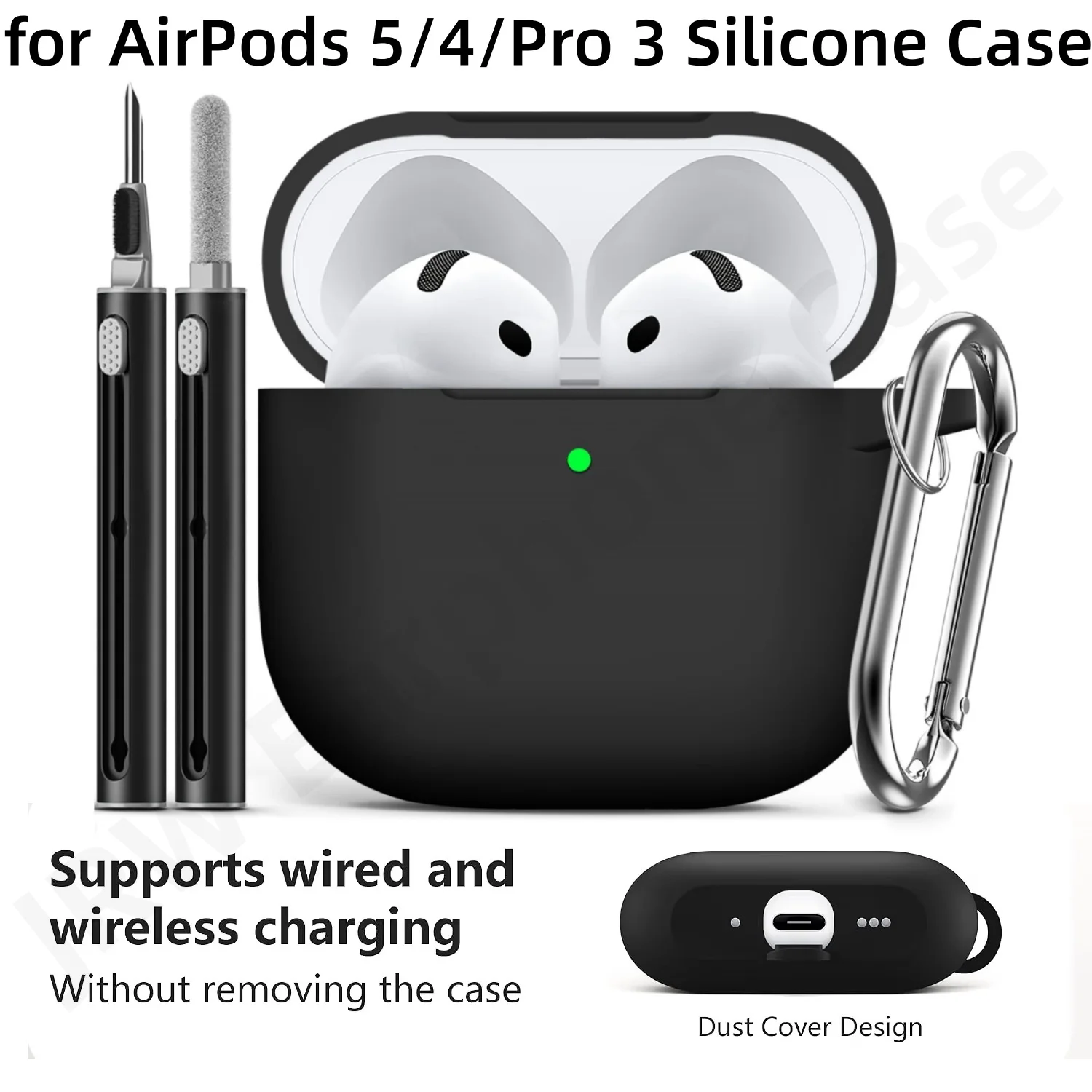 for AirPods 5/4 Case 2026 with Cleaner Kit Soft Silicone Protective Case Cover for Women Men with Keychain for AirPods 5/4/Pro 3