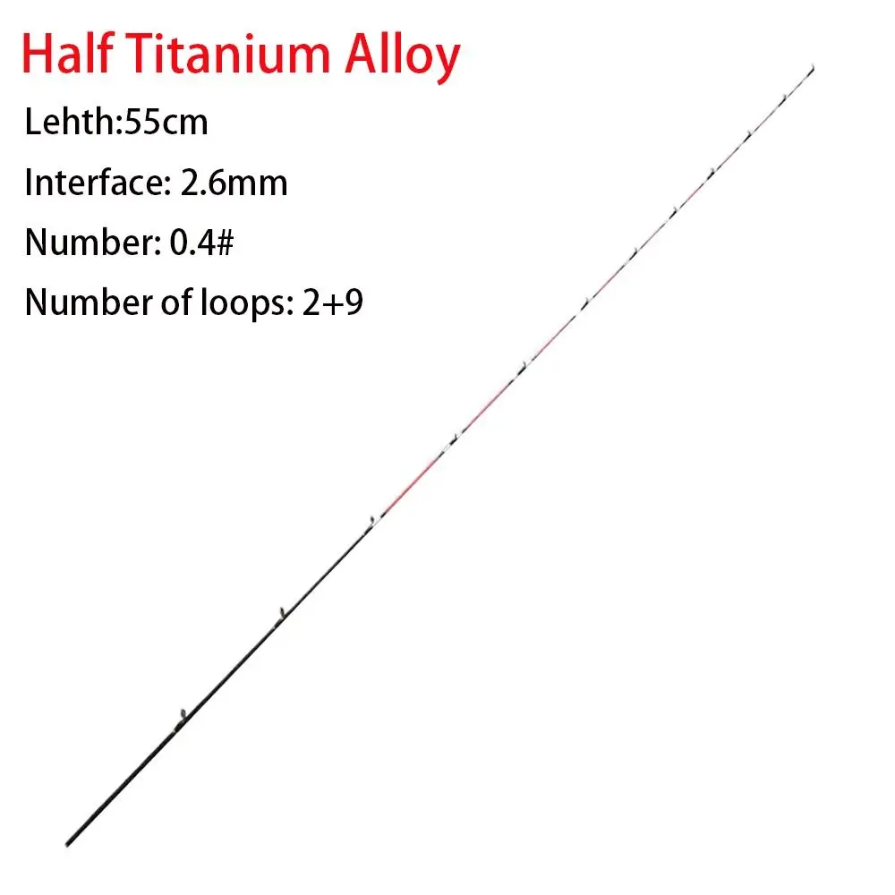 45/55/60cm Boat/Raft Rod Tip Spare Soft Tail Half/All Titanium Alloy Repair Parts Refit Replacement Fishing Rod Tip