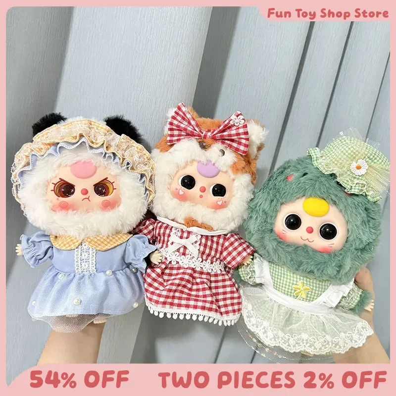 

Baby Three Clothes Suitable For 20cm Baby Three Wearing Green Grid Small Hat And Yarn Skirt Set Cute Cartoon Children Gifts Toys