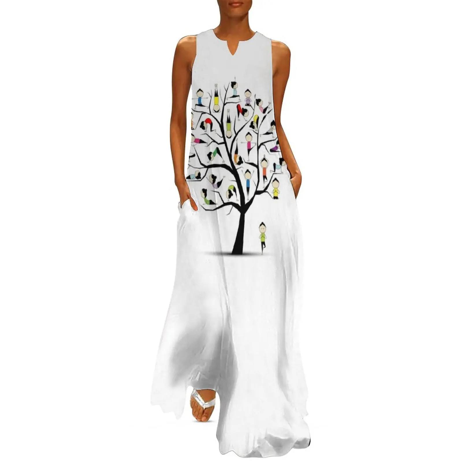 Yoga practice, art tree concept. Asana set for yoga lover Long Dress summer women's suit summer dress daily