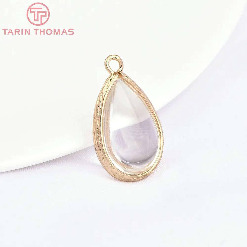 (4122)10PCS 22x14MM 24K Champagner Gold Farbe Messing und Glas Tear Drop Form Charms Anhänger Diy schmuck Erkenntnisse Zubehör – Detail 6