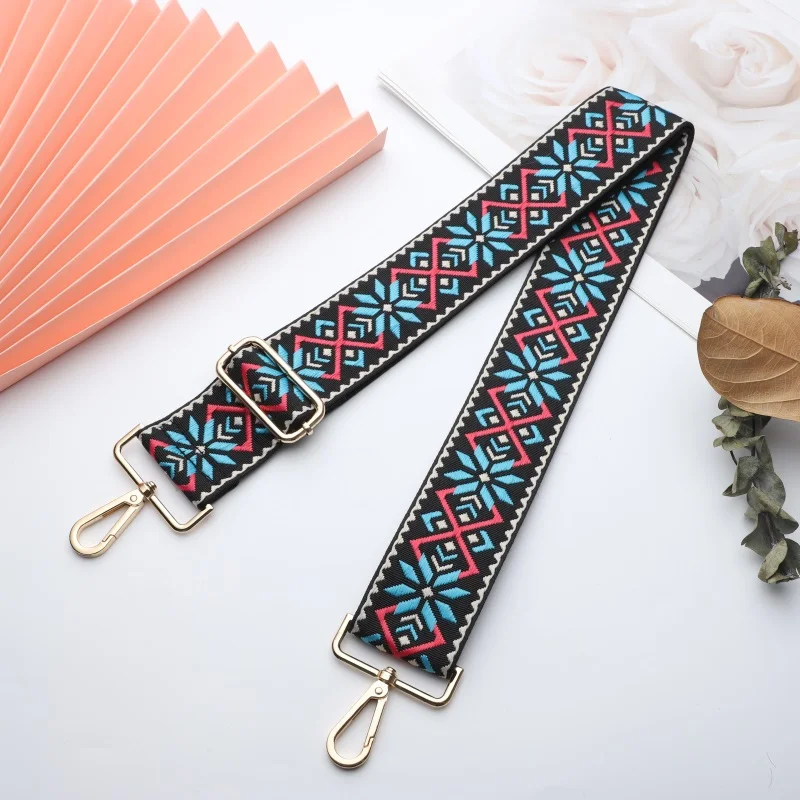 Adjustable Shoulder Bag Strap 5cm Widening Thickening Nylon Replacement Strap DIY Ethnic Style Jacquard Woven Crossbody Bag Belt