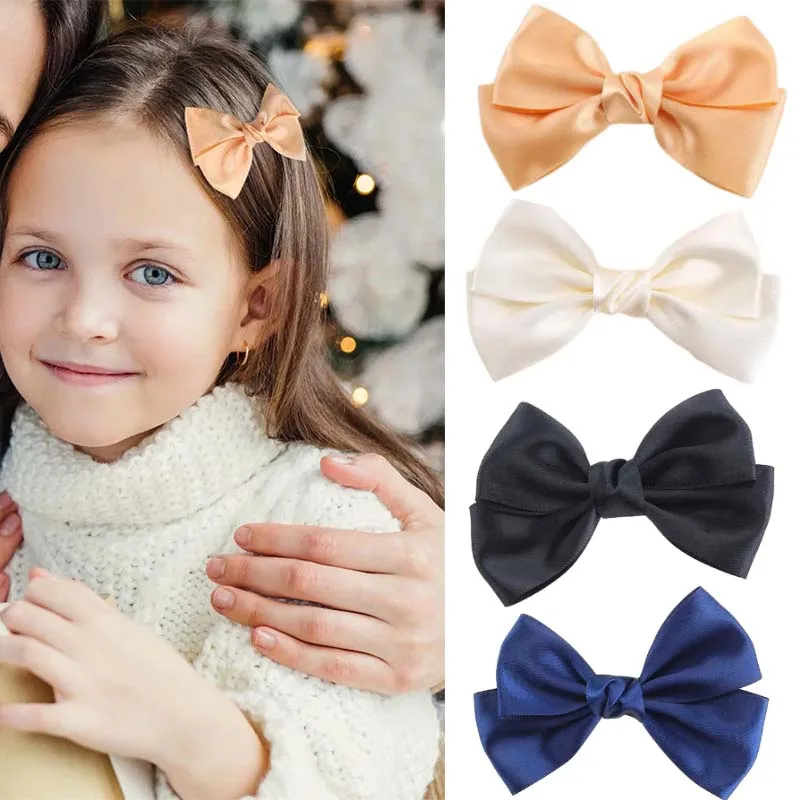 

Oaoleer 5Pcs Cute Handmade Bows Hair Clip for Girls Solid Color Ribbon Bowknote Hairpin Barrettes Headwear Kids Hair Accessories