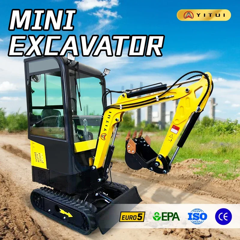 Simple Operation Small 1.5 Ton Excavator EPA EURO5 Engine Customized Mini Digger Small Closed Cab Excavator