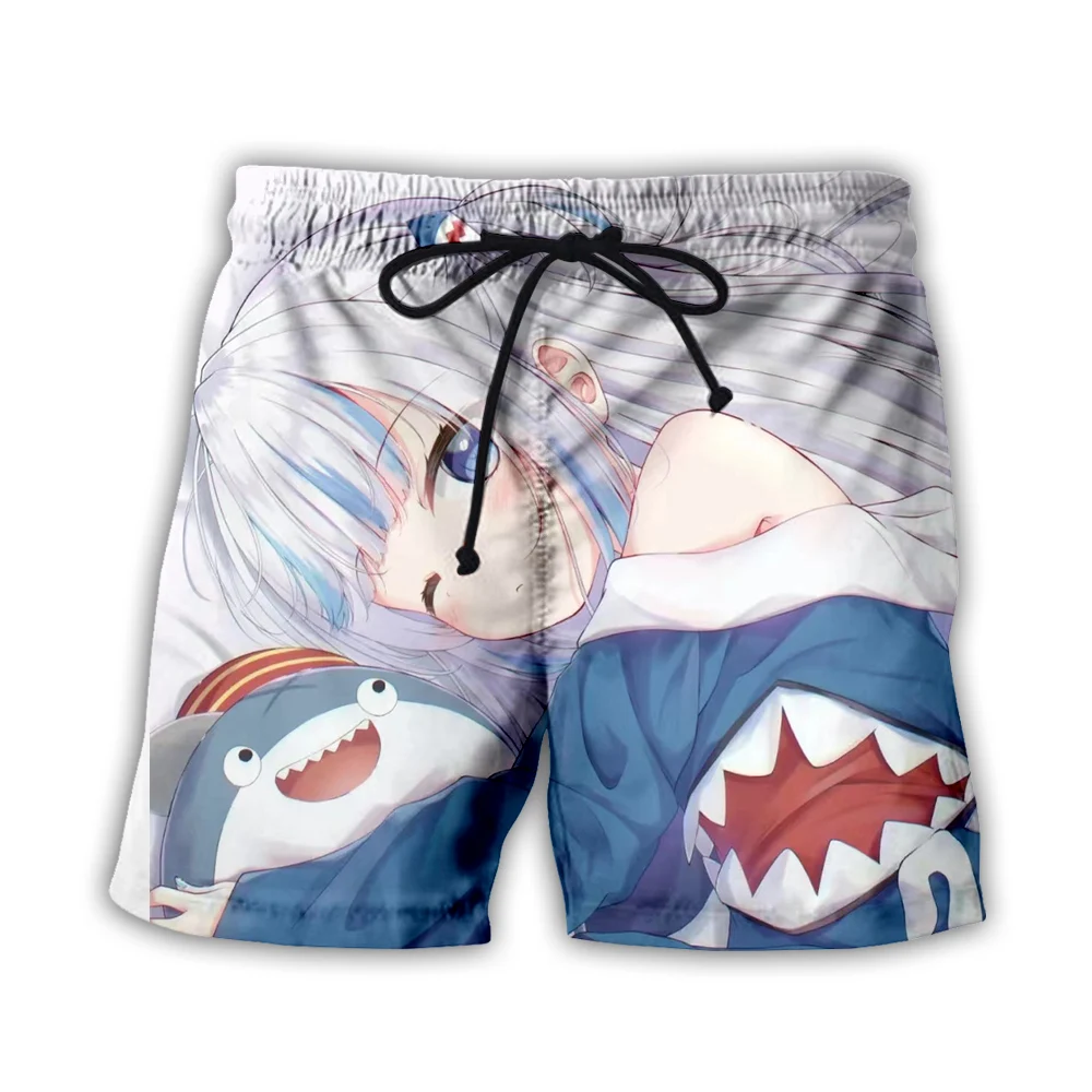 Аниме Gawr Gura VTuber шорты с 3D принтом для мужчин и женщин Kawaii Shark Girls летние пляжные шорты повседневные шорты для доски короткие