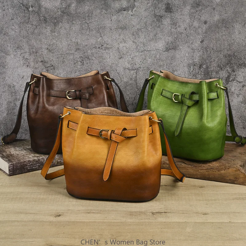 

Real leather retro vegetable tanned leather women's bag new trend multi-purpose large capacity shoulder bag crossbody bag