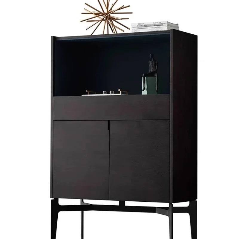 

Italian light luxury high-end villa dining side cabinet cupboard wine cabinet side cabinet walnut display with light