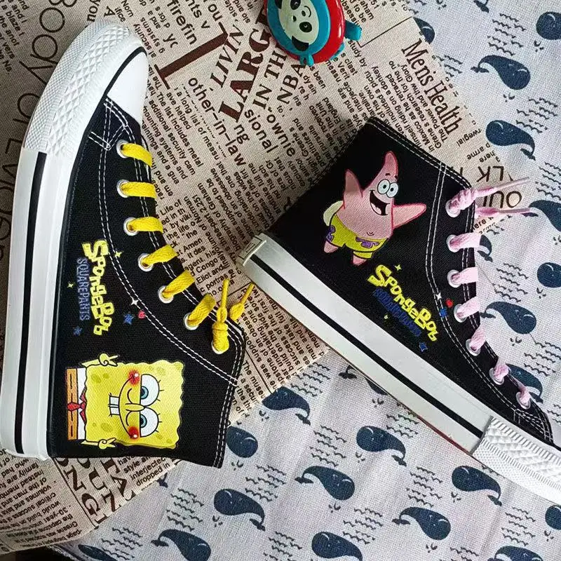 

drop shipping SpongeBob SquarePants Big Star spring Student Women's Shoes Men's Shoes Couple High Top Canvas Shoes Casual Shoes