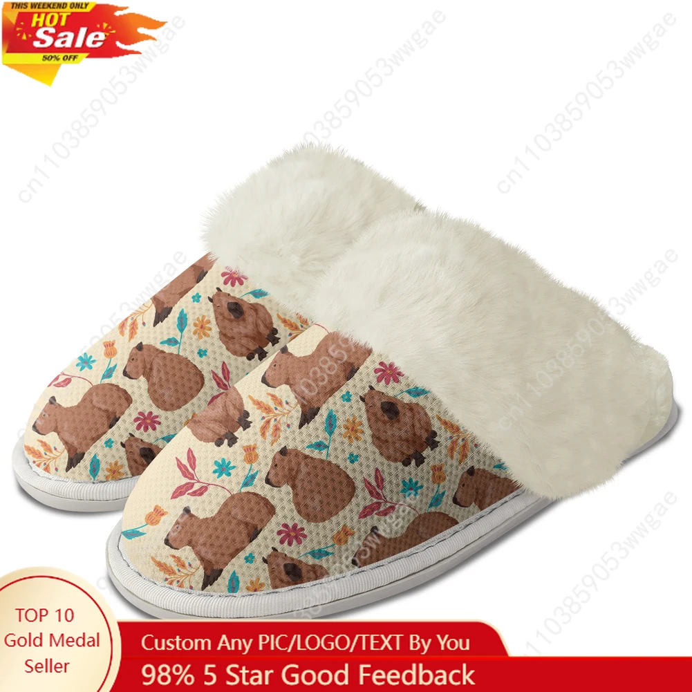 

Capybara Plush Slippers Warm Shoes Mens Womens Home Plush Slipper Cotton Bedroom Cute Cartoon Tailor-made Thermal Light Slippers