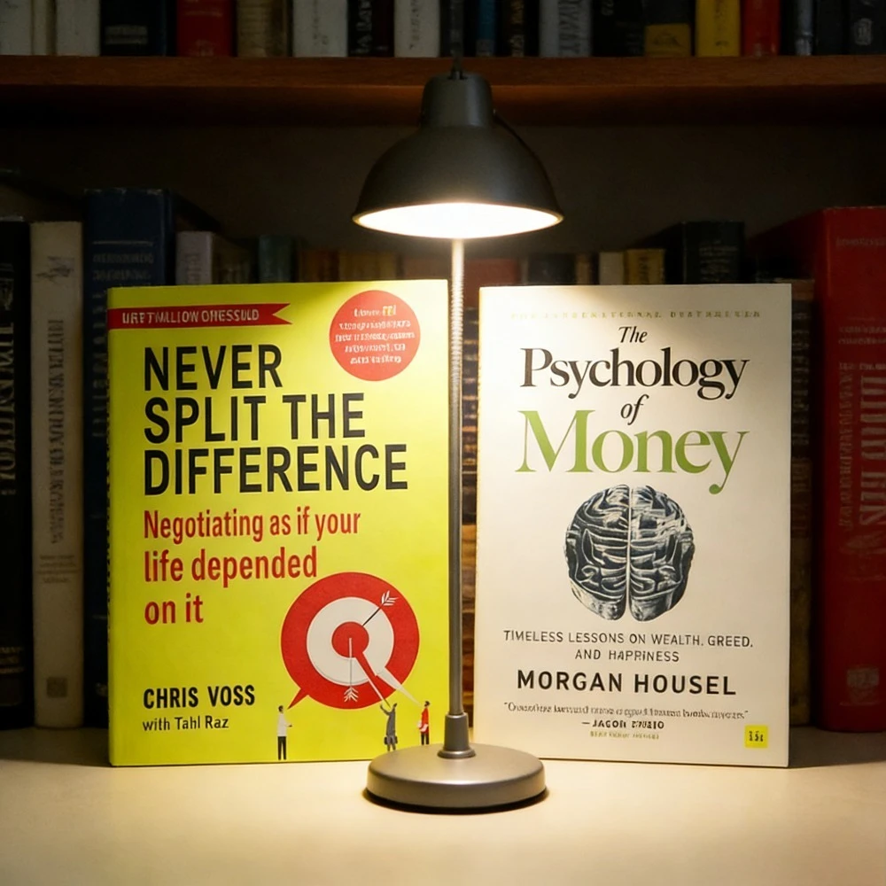 لا تقسيم الفرق أبدًا كريس فوس (مهارات التفاوض) + علم نفس المال مورغان هاوسل - دليل التفاوض والمالي