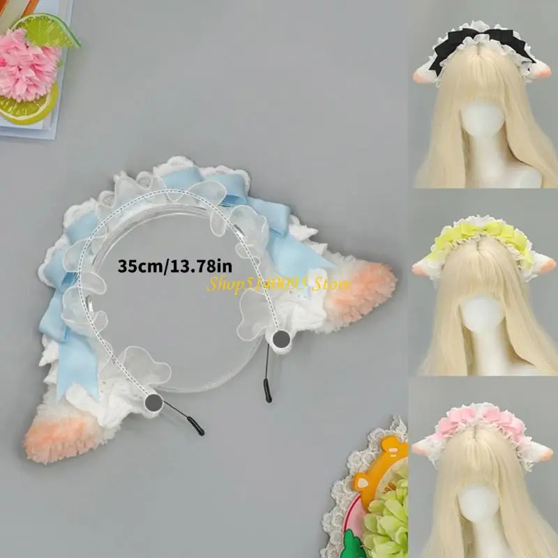 Dxae Plux moutons Bandons d'oreille ajusté pour les filles garçons halloween Photo accessoires habillés