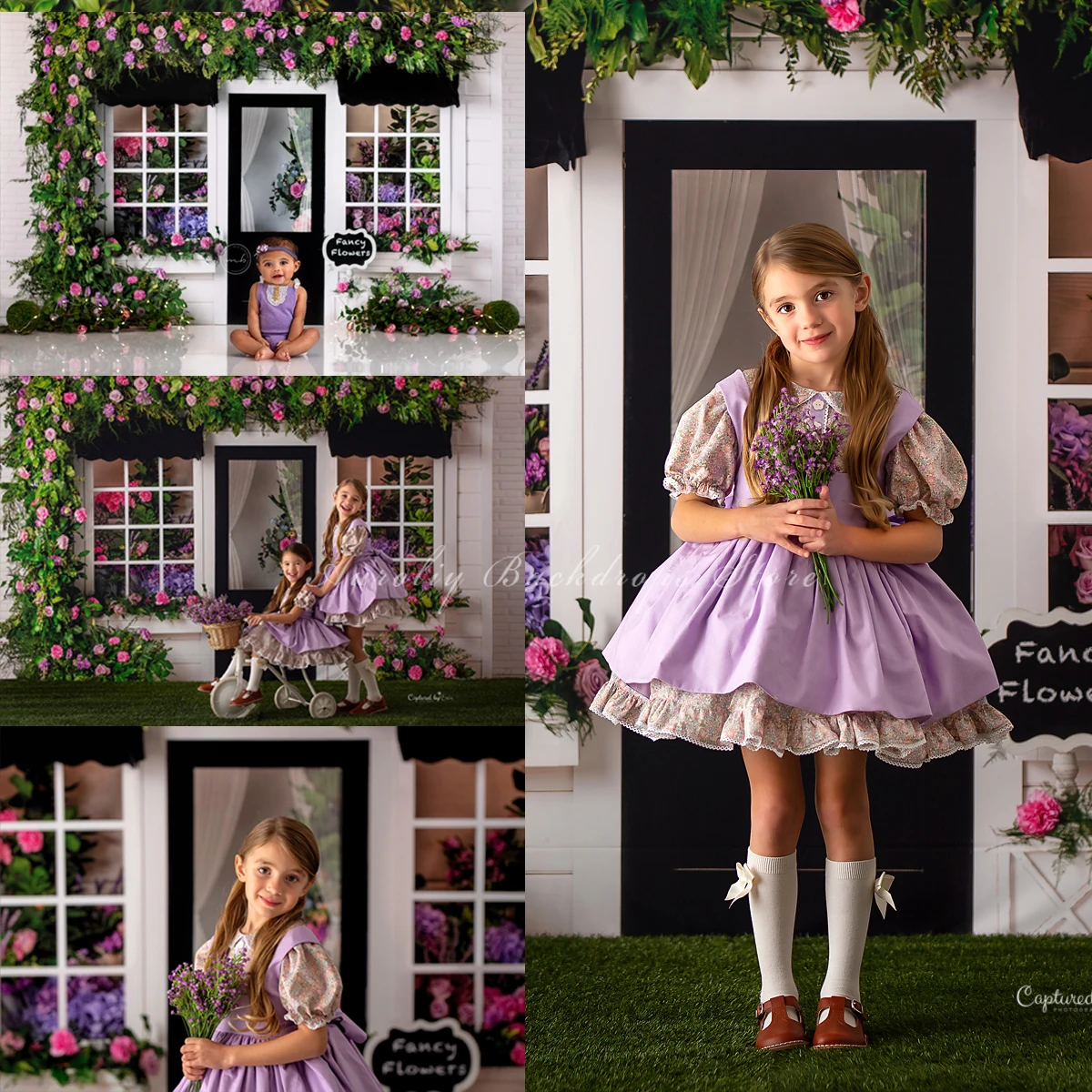 Florist Backdrops Girl Kids Photography Props Child Adult Photocall Decors Spring Village Flower Store Background