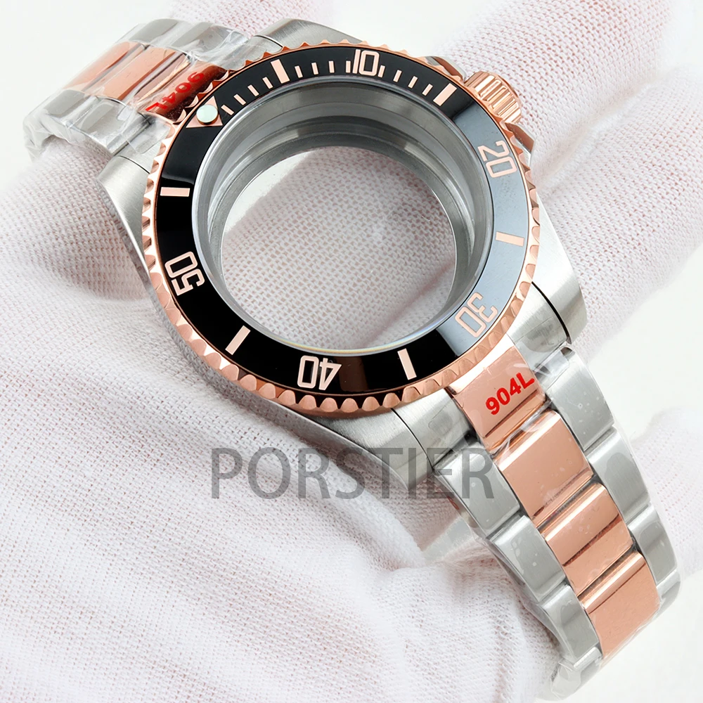 40mm NH35 ケース サファイアガラス セイコー NH34 NH35 NH36 NH38 ムーブメント SUB GMT ヨットマスター ステンレススチール ジュビリー/オイスターストラップ用