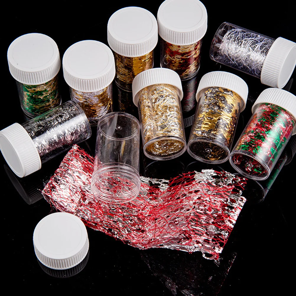 

10 Pcs Gold Foil Mesh Nail Sticker Stickers Tin Manicure Stylish Decal Decals Fragment Sparkling