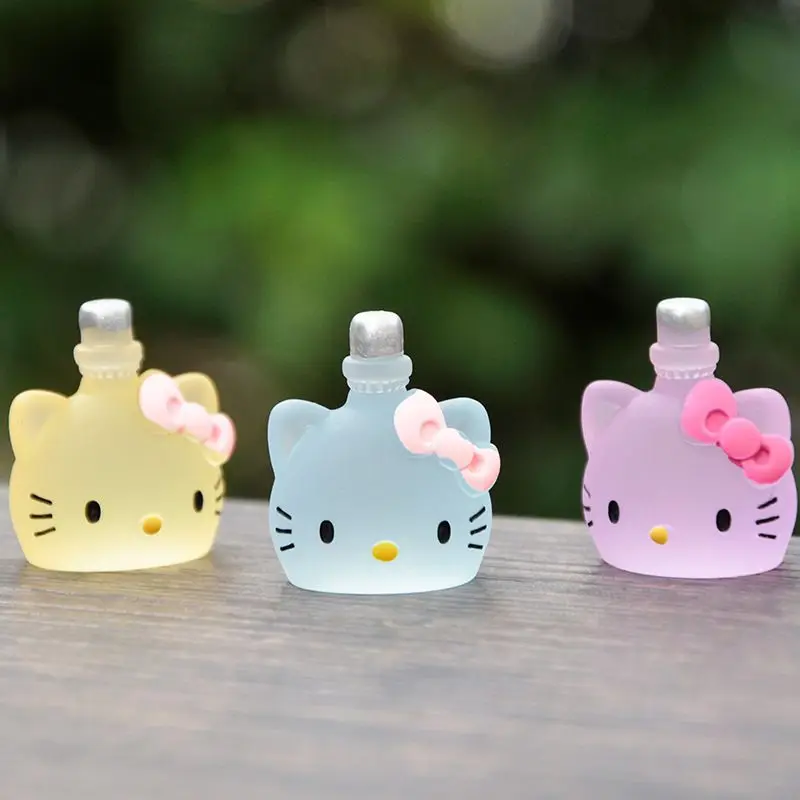 20-Pcs Hello Kitty Kawaii Diy Luminous Drink Series Resin Decorative Ornaments Girly Heart Cream Glue An On-Board Accessories