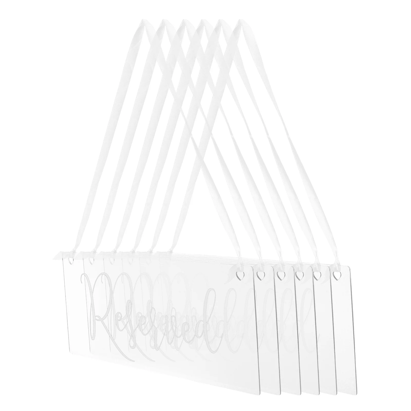 

6pcs Chair Sign Reserved Acrylic Tags Black 10x25cm Thick 2mm Wedding Party Decorative Hanging Seating Reusable