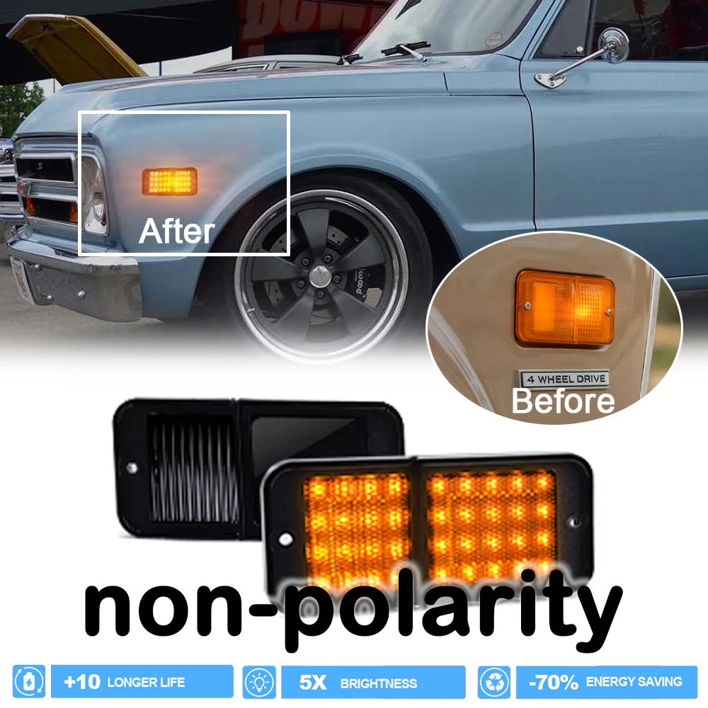 Para GMC Jimmy Suburban Chevrolet K5 Blazer C/K Series C10 C20 C30 K10 K20 K30 camiones guardabarros delantero luces LED de posición lateral ámbar
