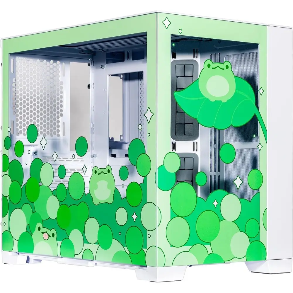 

Игровой компьютерный корпус Minty rog Green Limited Edition Art Tempered Glass O11 Mini White, поддерживает материнские платы Mini-ITX, Micro-ATX и ATX.