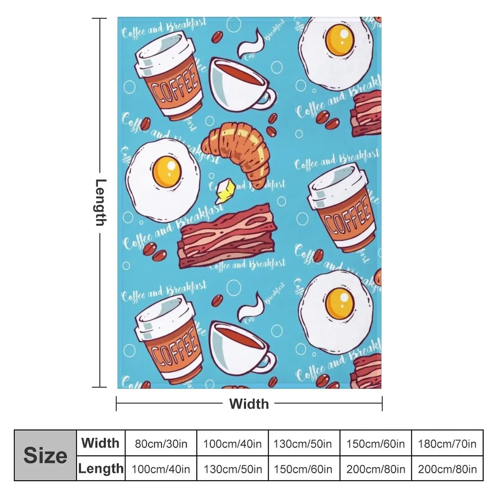 The perfect Coffee Breakfast with Bacon and Sunny side up Throw Blanket Bed Bed Fashionable Blankets