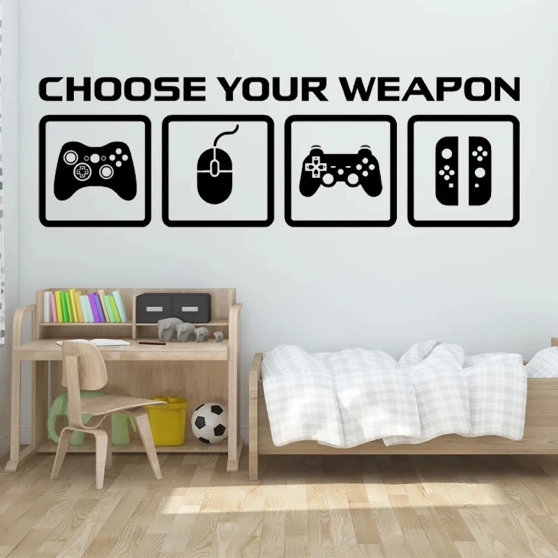 Video Game Decor Wall Decal Choose Your Weapon Game Controllers Gamer Wallpaper Sticker Bithday Gift For Boy