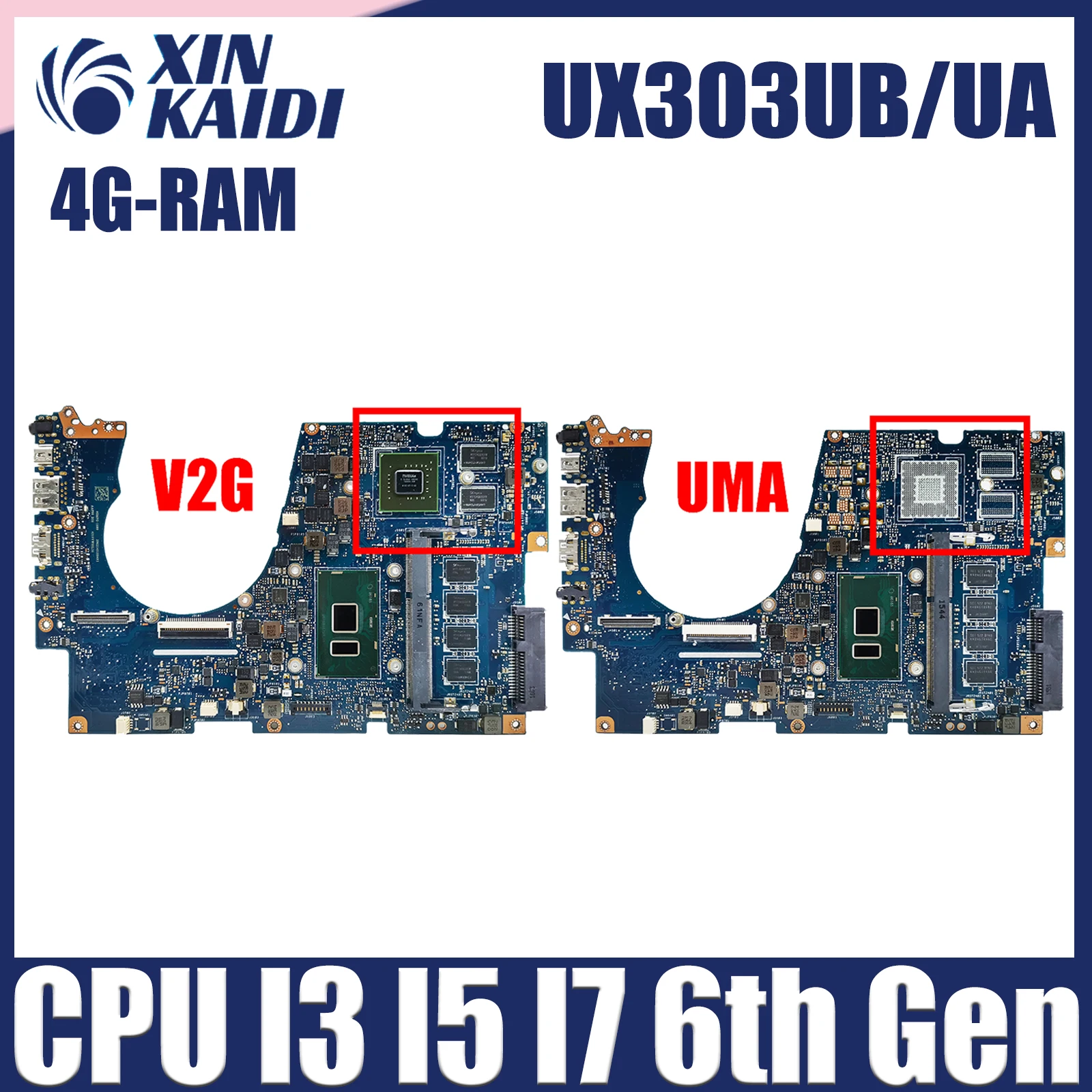 

UX303U Mainboard For ASUS UX303UB UX303UA U303UB BX303UA U303UA Laptop Motherboard With CPU I3 I5 I7 6th Gen 4G-RAM GT940M