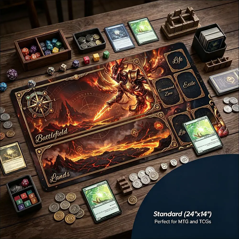Fantasy Warrior Large Game Playmat Non Slip Rubber Pad Starry Sky Art Tabletop Mat For Trading Card Board Game Desk Mat