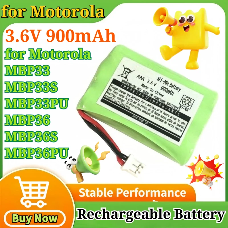 

New 3.6V 900mAh for Motorola MBP33 MBP33S MBP33PU MBP36 MBP36S MBP36PU Telephone Toy Car Children's Machine Ni-MH Battery Pack