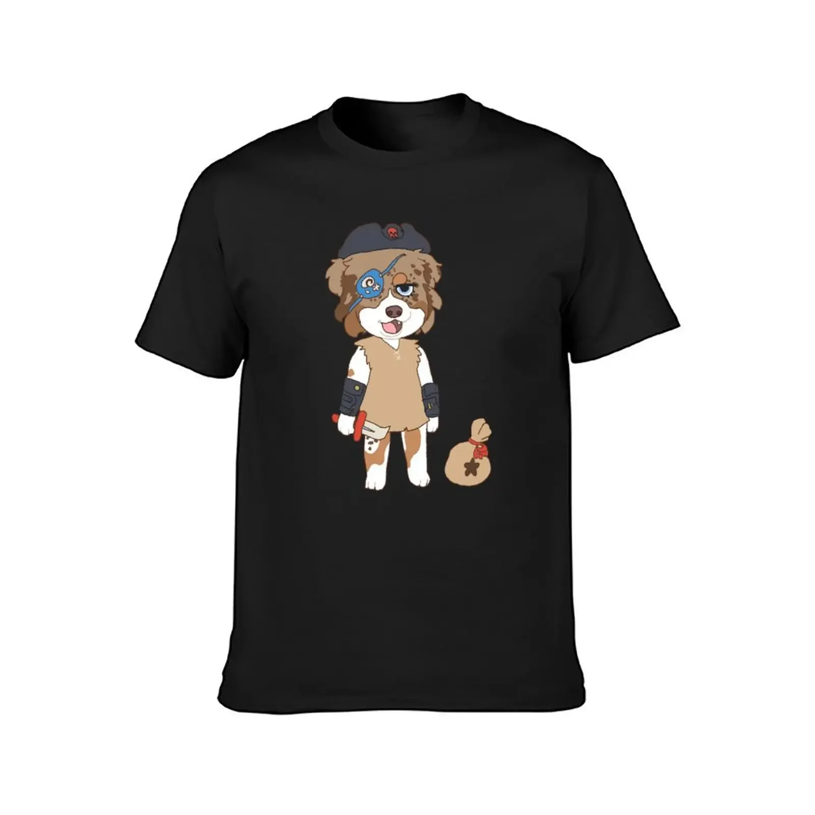 Uchi pirate villager Red Merle Australian Shepherd T-Shirt for a boy graphics summer clothes customizeds T-shirts for men cotton