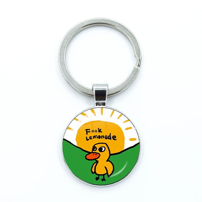 بطة مطبوعة الزجاج كابوشون كيرينغ ، سلاسل المفاتيح الكرتون ، الليمون الجليدي الطازج حصلت على أي العنب ، قصة مضحكة ، سحر البط للهدايا #2