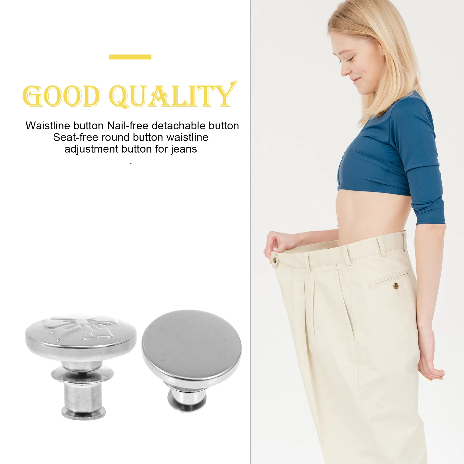

10Sets Alloy Waist Adjustment Buckle for Jeans Pants Instant Button Replacement Fastener No Sew Removable Detachable Anti