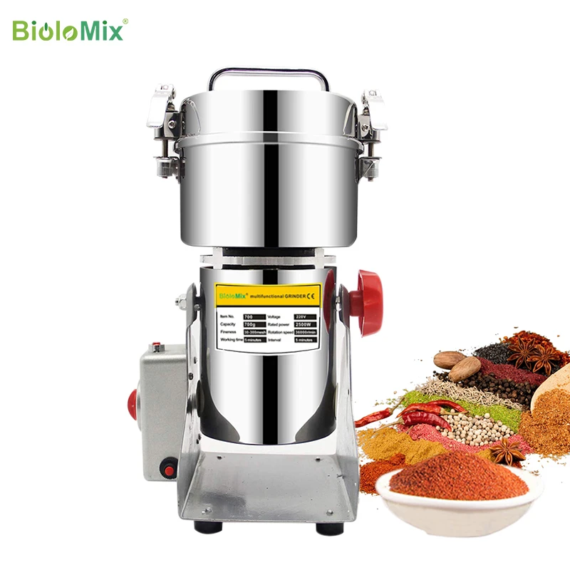 BioloMix 800g 700g herb grinding spices grain medicine machine dry food mixer cereal mill grinding machine Gristmill flour powder crusher 2500W 220V