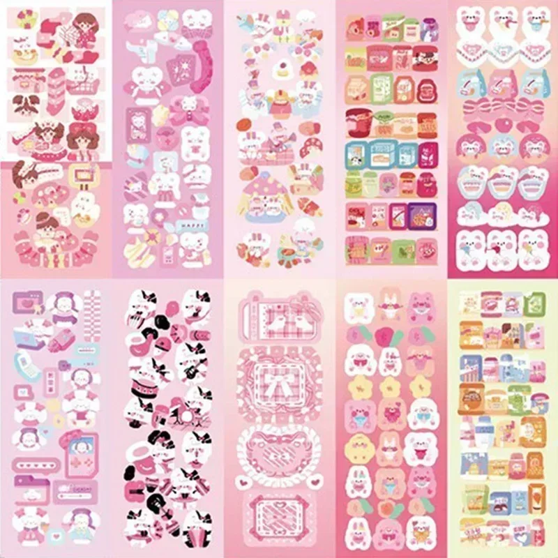 Imagem -04 - Série Sortida Desenhos Animados Adesivos Conjunto para Crianças Bonito Brinquedo Artesanal Faça Você Mesmo Kawaii Deco Scrapbooking Diário Álbum Estética Menina 200 Pcs