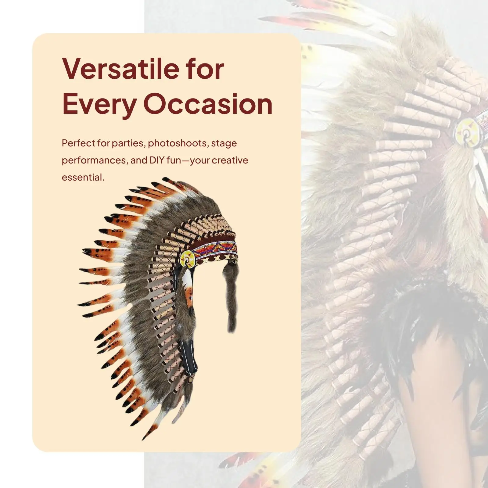 ネイティブアメリカンチーフ頭飾り髪飾りパフォーマンス装飾ダンスショーカーニバル羽頭飾りドレスアップアクセサリー