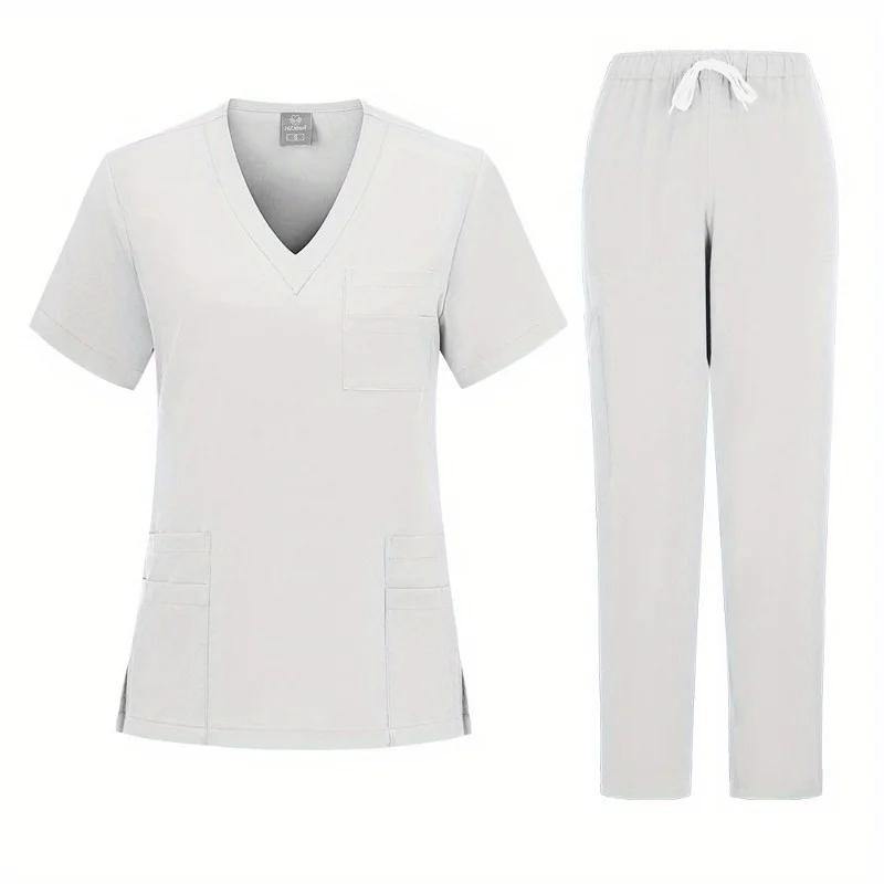 Abbigliamento alla moda: nuovo prodotto Uniforme da lavoro per medico e infermiere Lavaggio a mano Pantaloni dritti Abito in tinta unita Onde