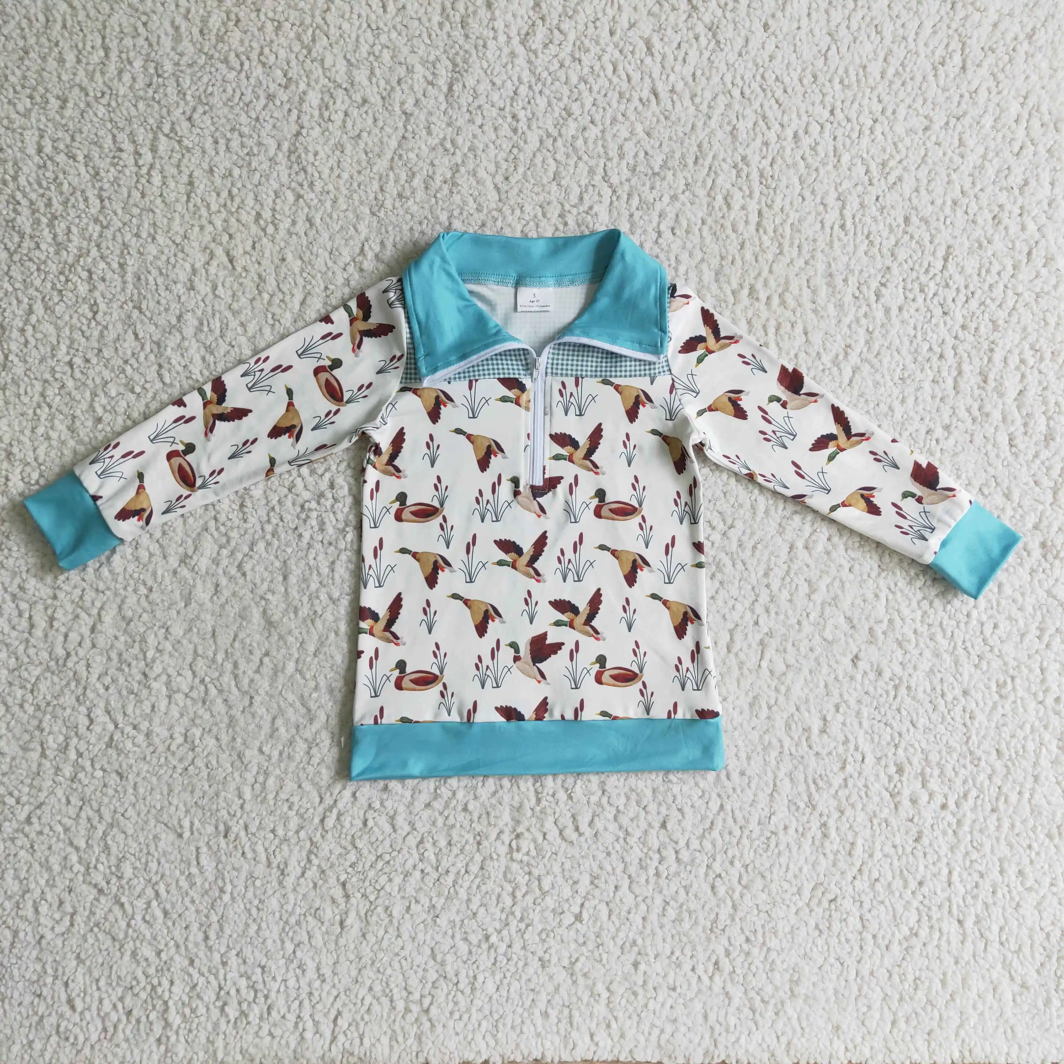 RTS Baby Boys Cow Print Long Sleeve Zips Pullover Fall Brown Color Western Design Little Kids Wholesale Children Clothing Tops