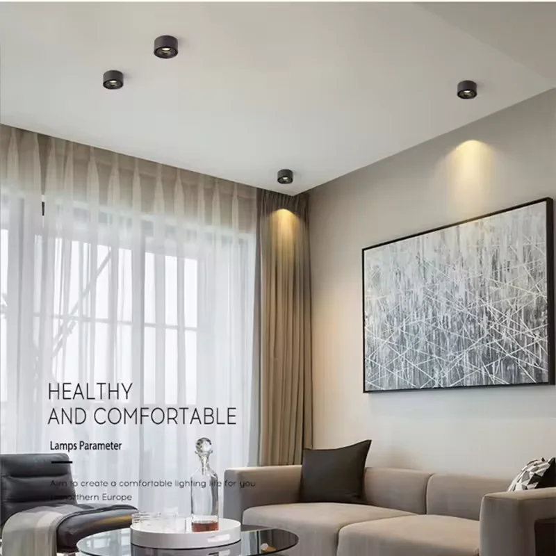 Anti-Glare พื้นผิว LED Downlight หรี่แสงได้ Spotlight COB เปิดเพดาน Spot 7W12W15W 110V 220V รอบโคมไฟเพดาน