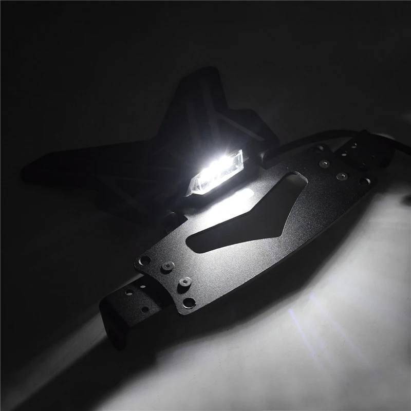 Waase soporte de marco de matrícula plegable Universal, soporte de guardabarros trasero ordenado con luz LED para Yamaha, Suzuki, Honda