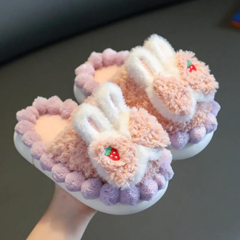 Children Home Shoes Girl Cashmere Cotton Slippers Baby Shoes Girl Slippers Indoor Kid House Slippers Bedroom Cotton-padded Shoes