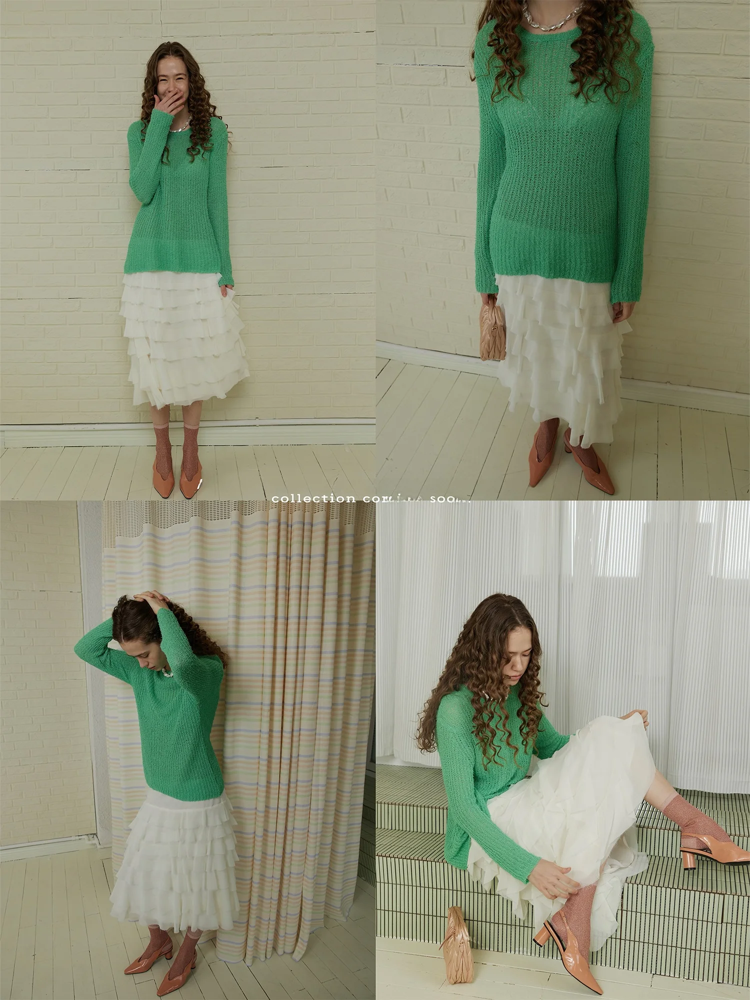 

French Style Hollow out Sun Protection Knitted Sweater Loose Fit Cotton Nylon Long Sleeve Women's Online Exclusive