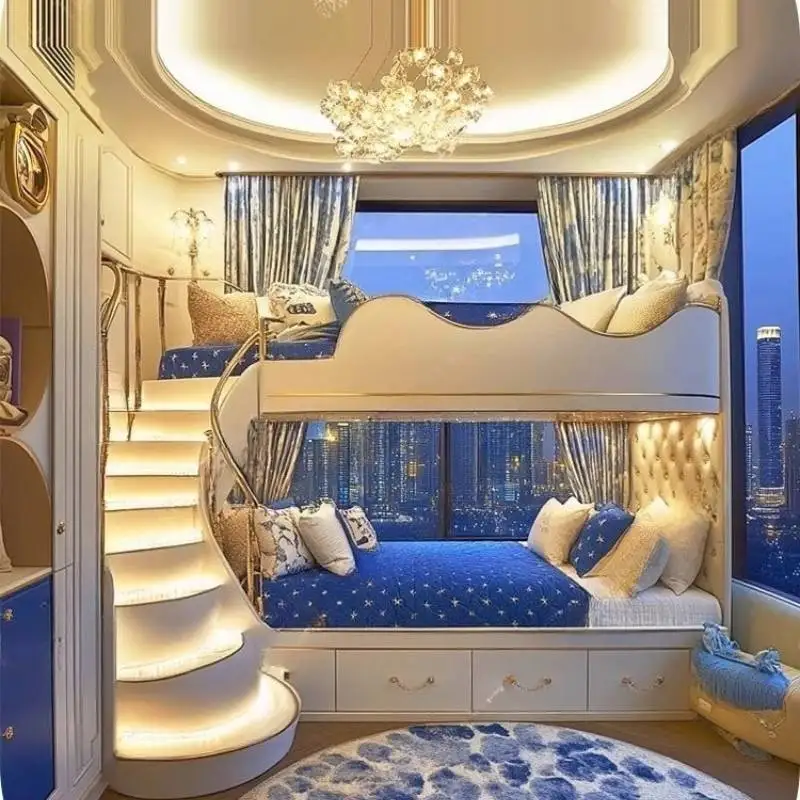 سرير أطفال خشبي ذو طابقين أمان Luxuce تصميم مخصص سرير أطفال طراز حديث كاماس فردي أثاث منزلي