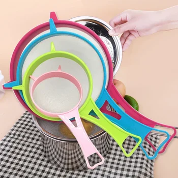 플라스틱 미세 메쉬 필터 소쿠리, 두유 체, 밀가루 체, 손잡이 주스 및 차 필터 주방 도구, 4 개, 신제품
