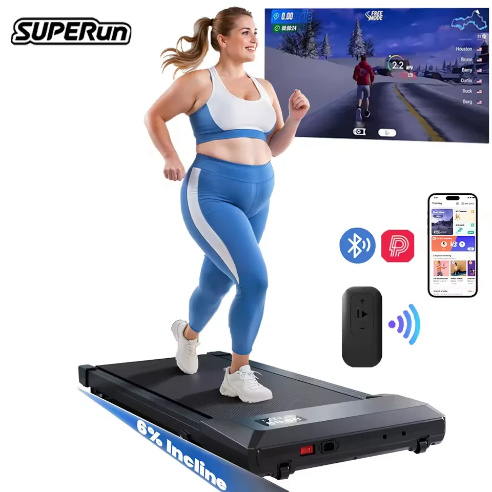 Tapis Roulant Pieghevole Sotto Scrivania Con Inclinazione 6%, Motore Silenzioso Da 2.5 Hp, Telecomando, Display Led, Portatile, Capacità 300 Lbs-image