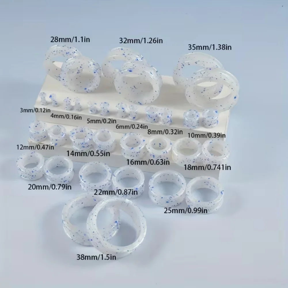 2pcs Flexible Silicone Blue Spray Paint AB Pearl Powder Skin Ear Tunnels Plugs Ear Hollow Piercing Expander Earring Body Jewelry