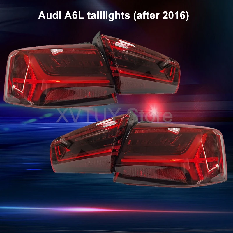 

A Set Tail Lights For Audi A6L 2012-2018 Car LED Turn Signal Stop Brake Parking Fishbone Style Lamps Assembly Rear Light Upgrade